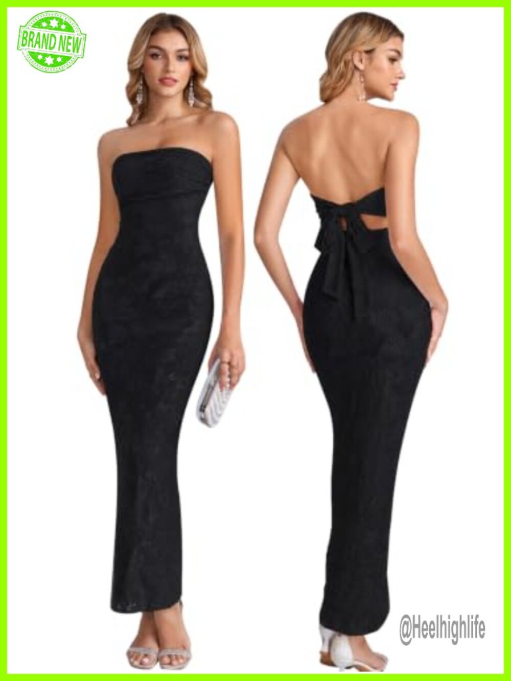 Strapless Floral Bodycon Maxi Dress for Wedding Guest Cocktail